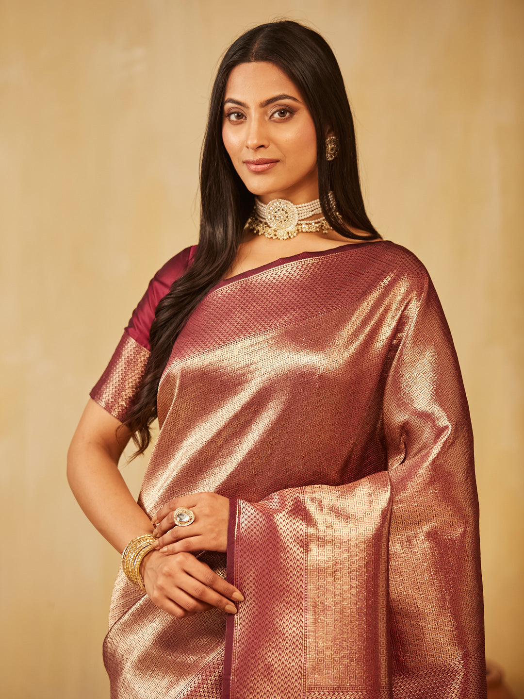 Dhiyona KS Women's Woven Design Zari Banarasi Saree With Unstitched Blouse Piece