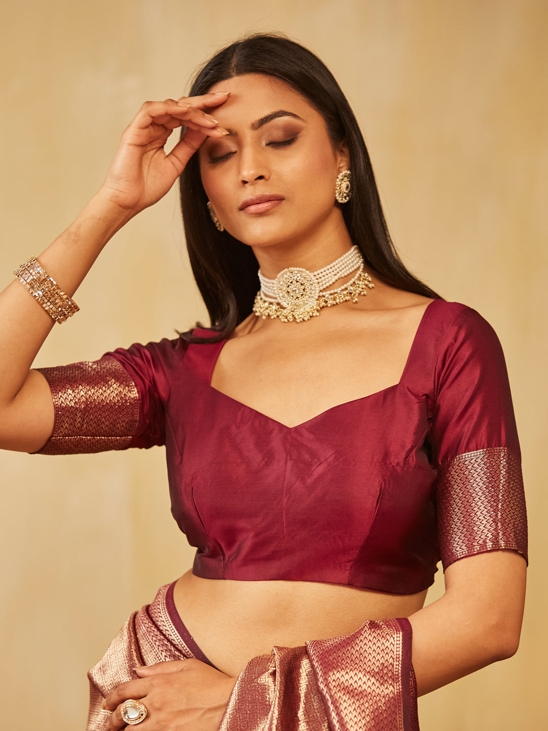 Dhiyona KS Women's Woven Design Zari Banarasi Saree With Unstitched Blouse Piece