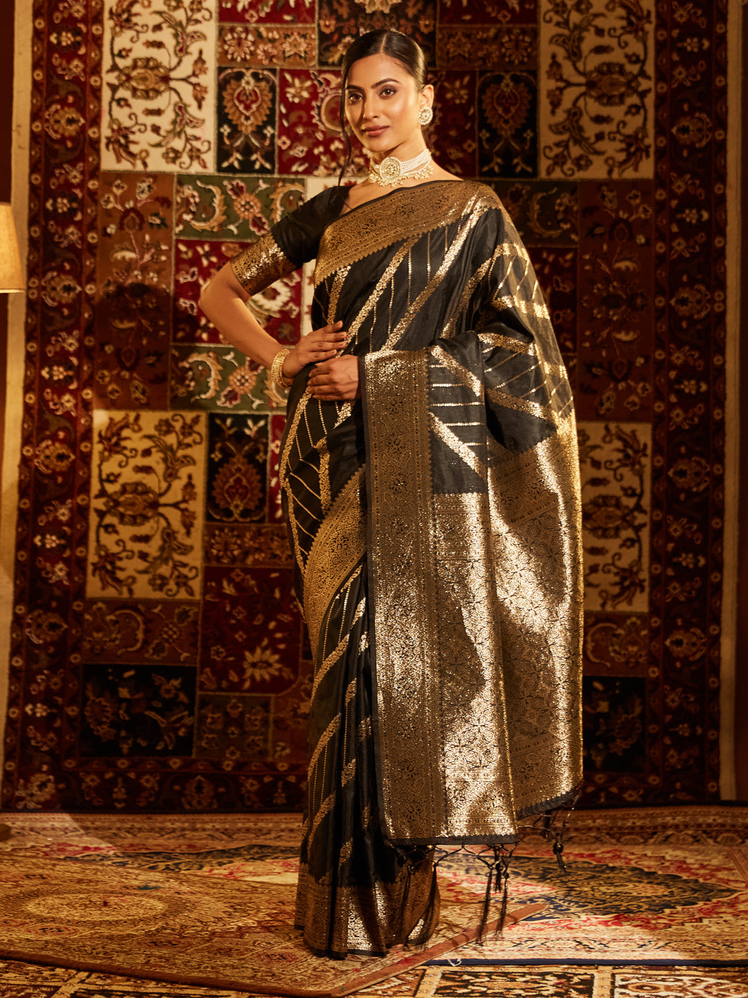 Dhiyona KS Women's Woven Design Zari Banarasi Saree