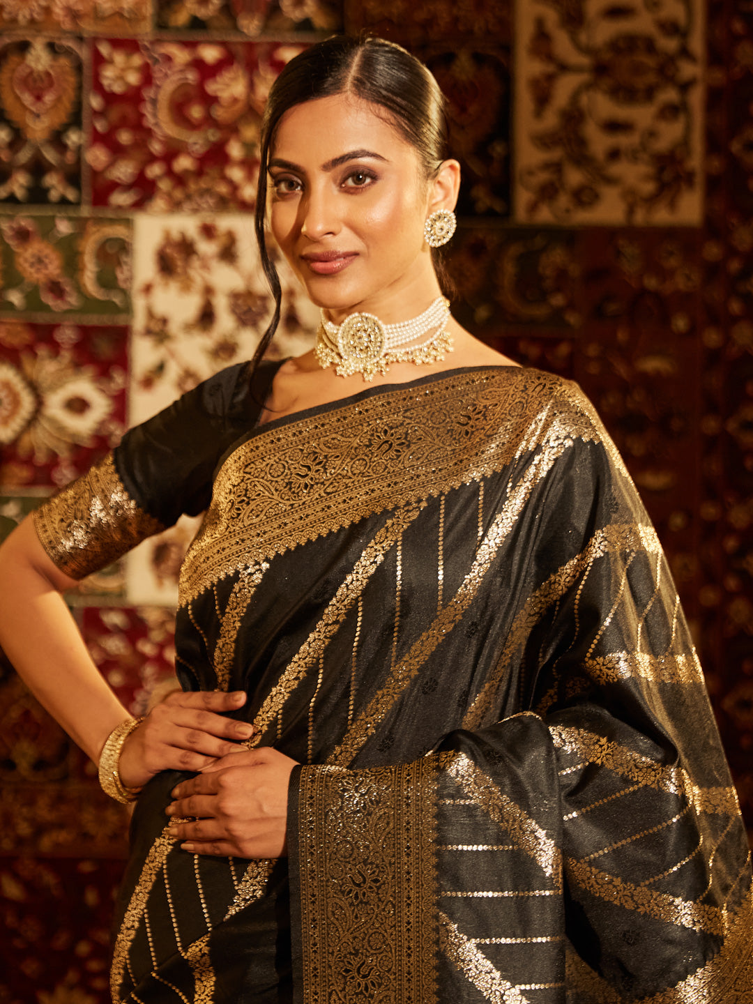 Dhiyona KS Women's Woven Design Zari Banarasi Saree