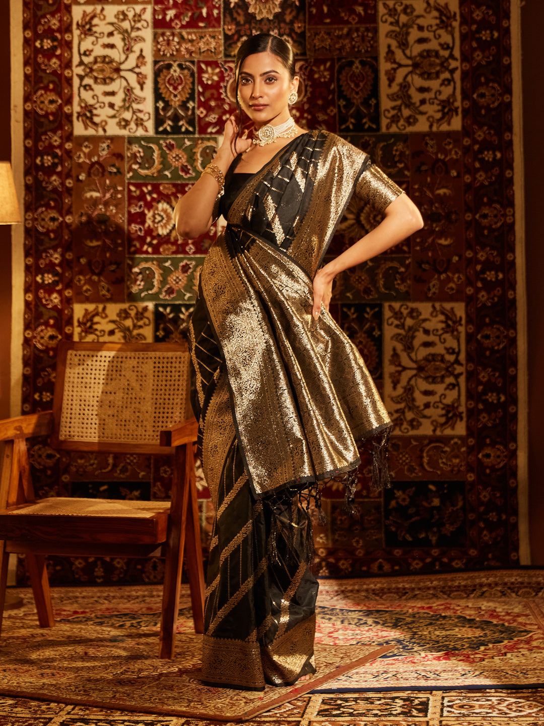 Dhiyona KS Women's Woven Design Zari Banarasi Saree