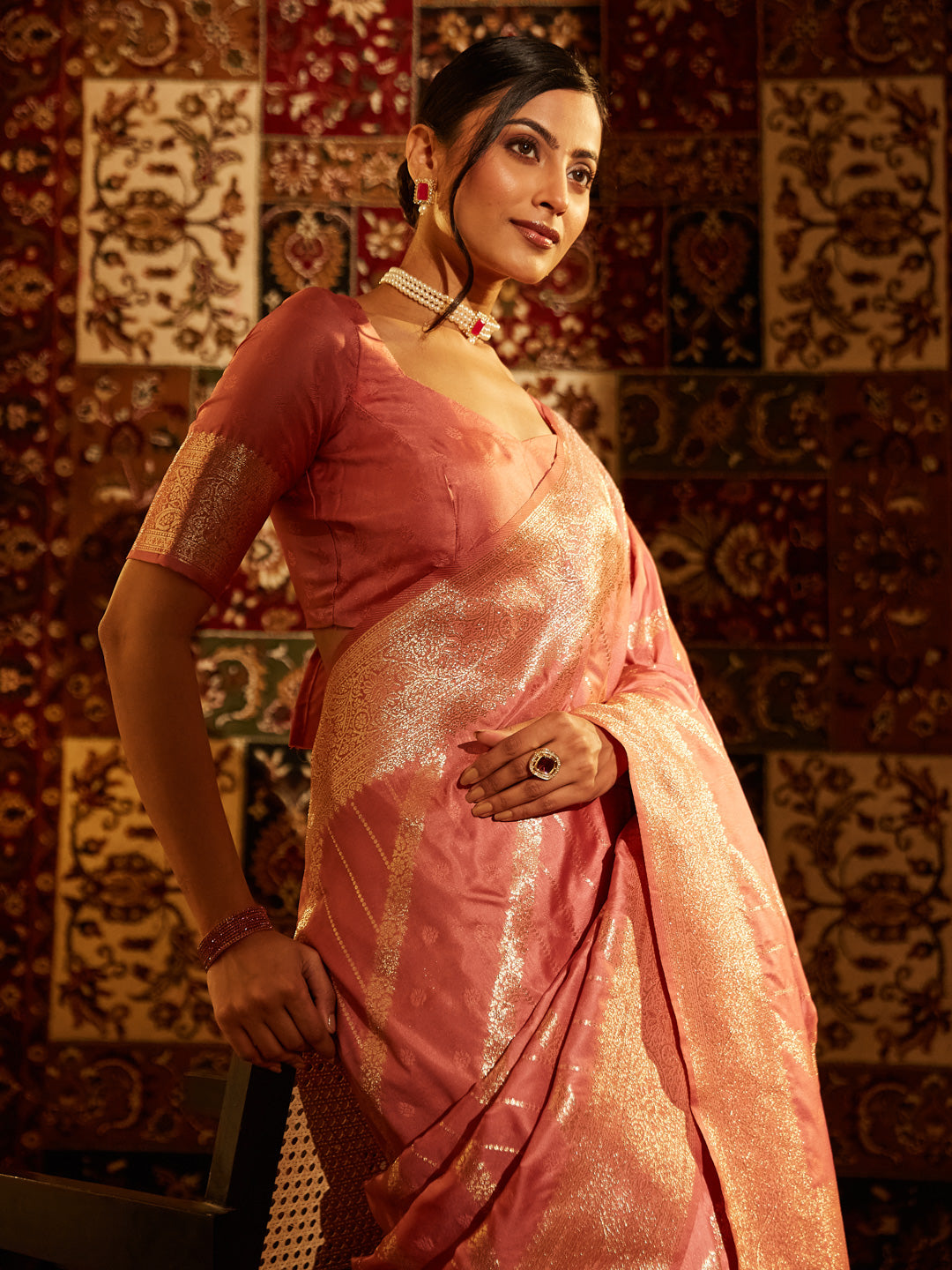 Dhiyona KS Women's Woven Design Zari Banarasi Saree