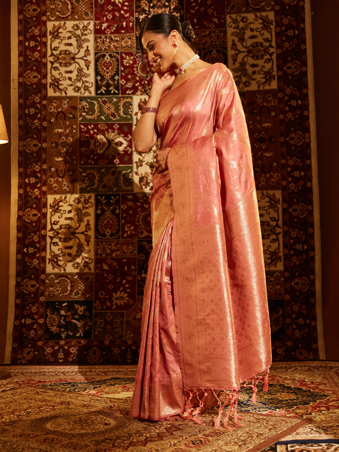 Dhiyona KS Women's Woven Design Zari Banarasi Saree