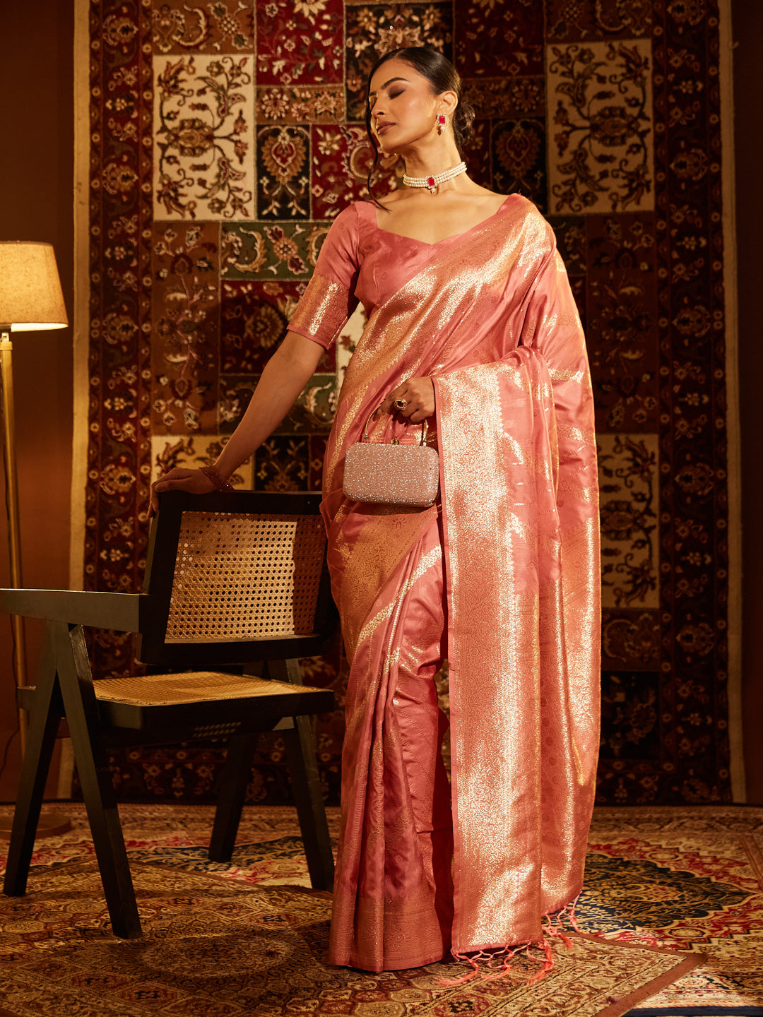 Dhiyona KS Women's Woven Design Zari Banarasi Saree