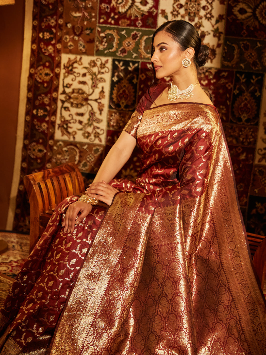 Dhiyona KS Women's Woven Design Zari Banarasi Saree