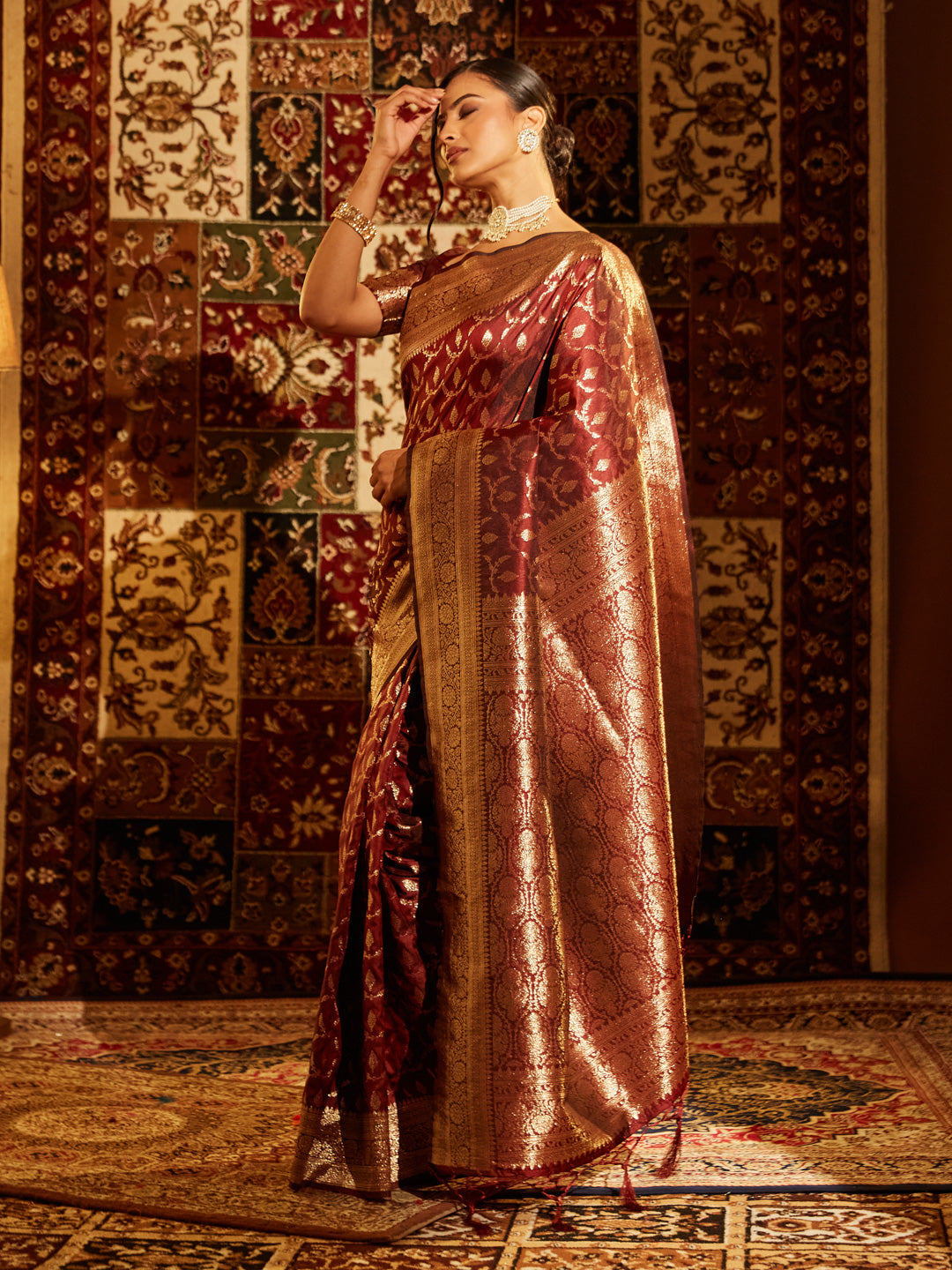 Dhiyona KS Women's Woven Design Zari Banarasi Saree