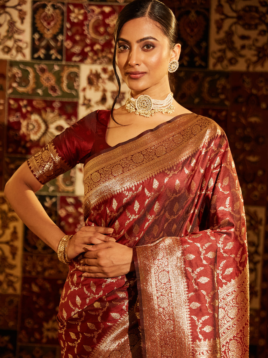 Dhiyona KS Women's Woven Design Zari Banarasi Saree