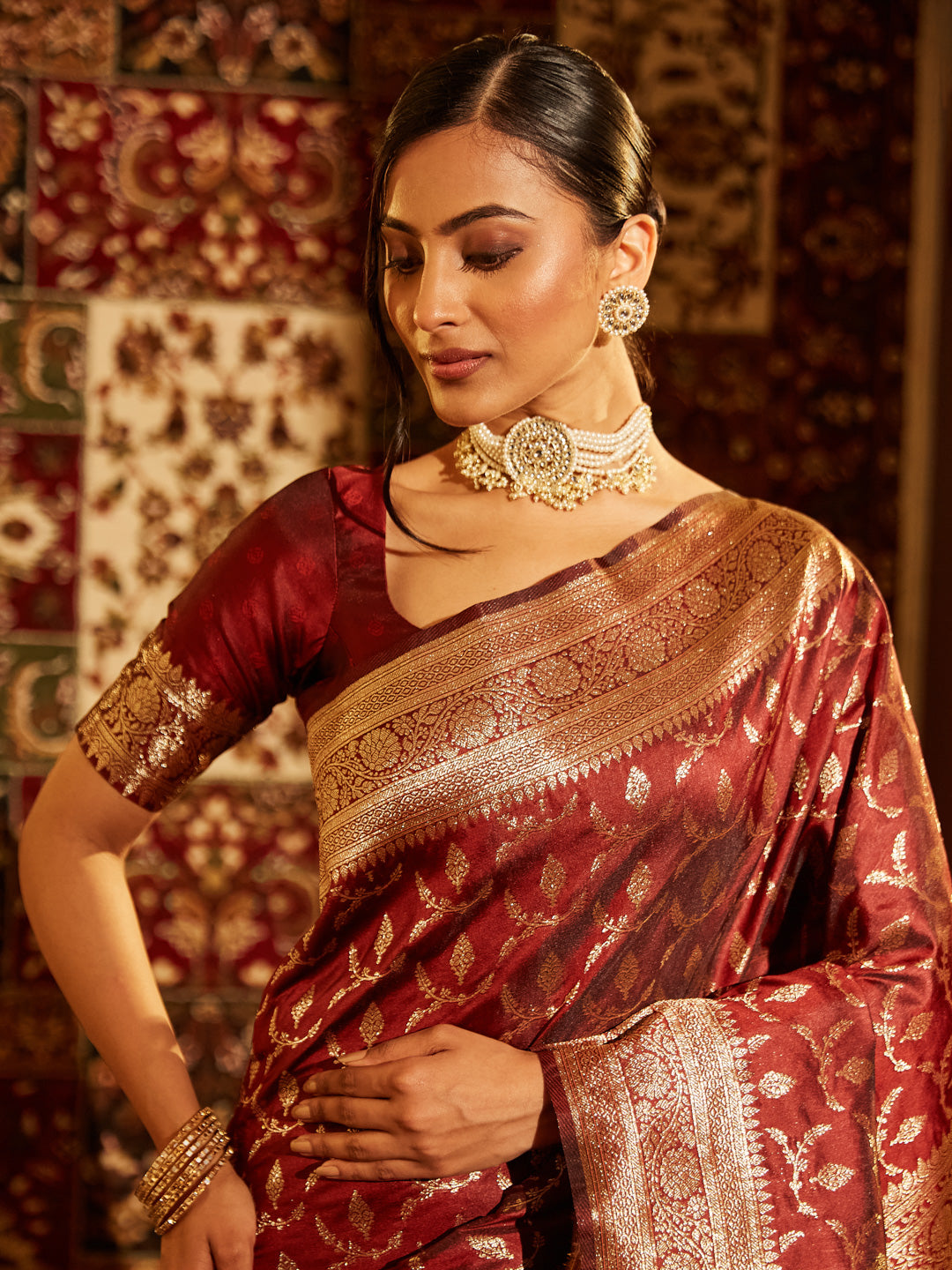 Dhiyona KS Women's Woven Design Zari Banarasi Saree