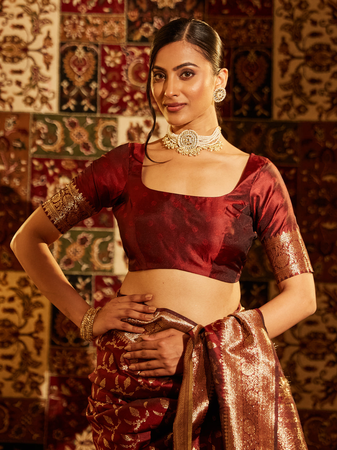 Dhiyona KS Women's Woven Design Zari Banarasi Saree