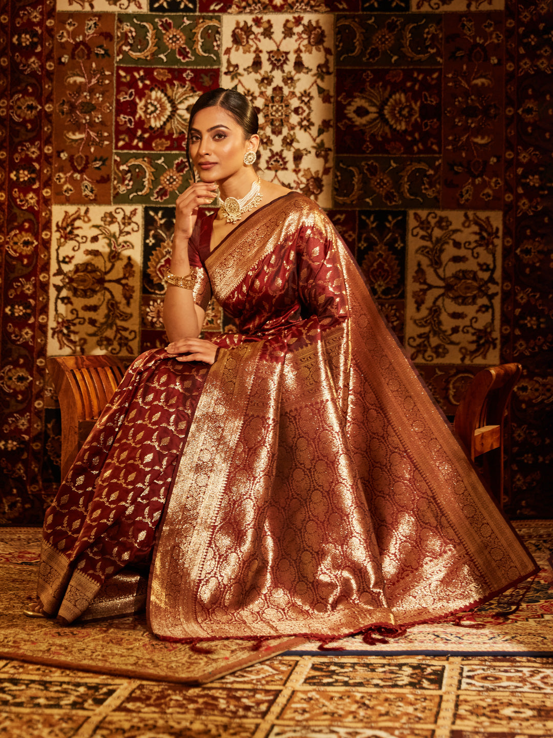 Dhiyona KS Women's Woven Design Zari Banarasi Saree