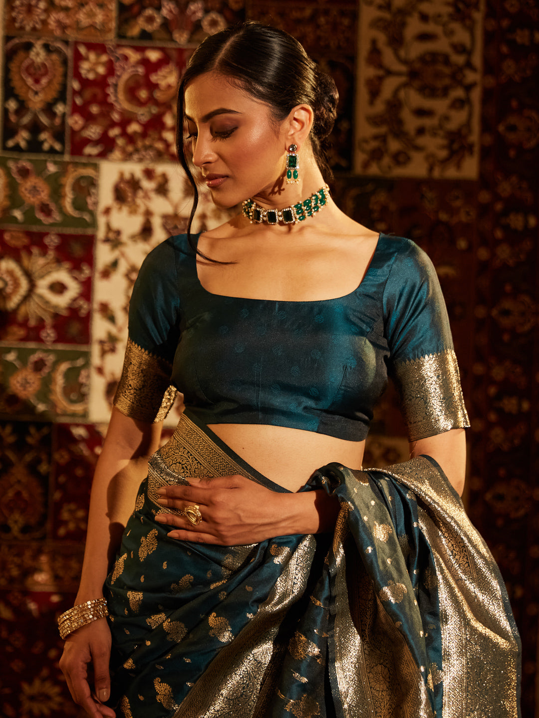 Dhiyona KS Women's Ethnic Motifs Woven Design Zari Banarasi Saree