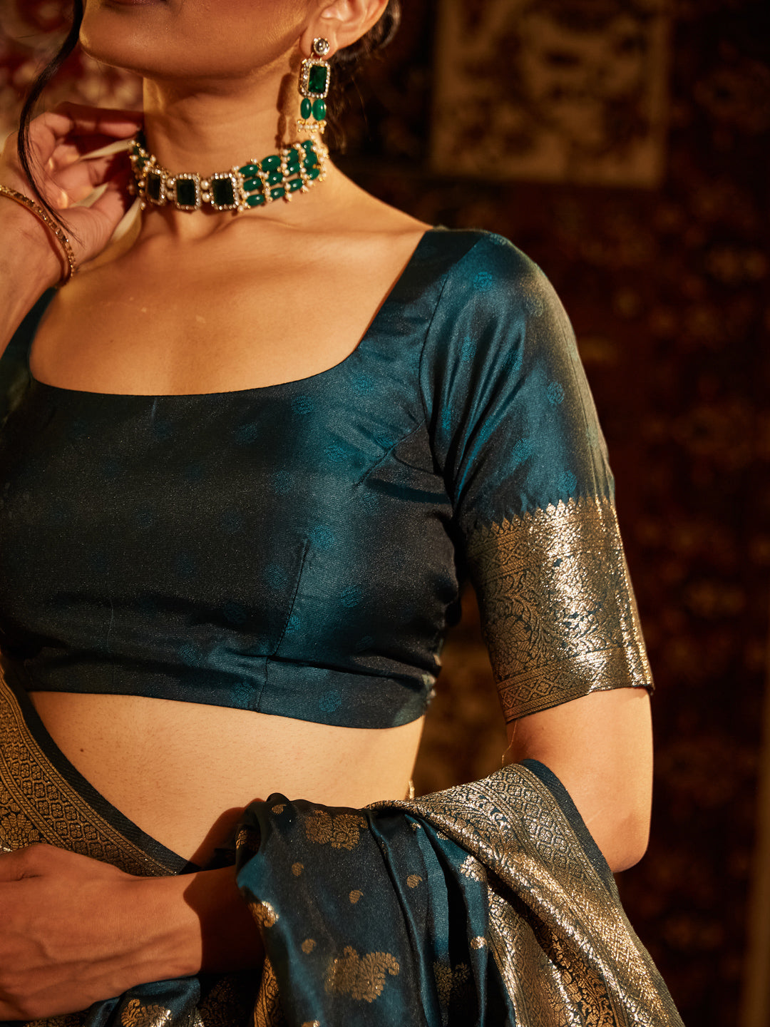 Dhiyona KS Women's Ethnic Motifs Woven Design Zari Banarasi Saree