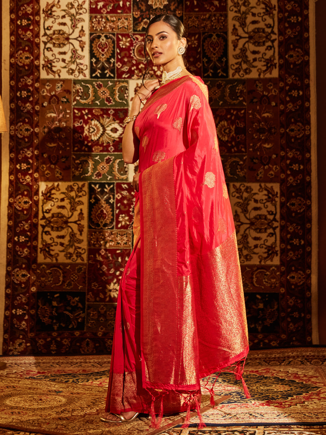 Dhiyona KS Women's Woven Design Zari Banarasi Saree