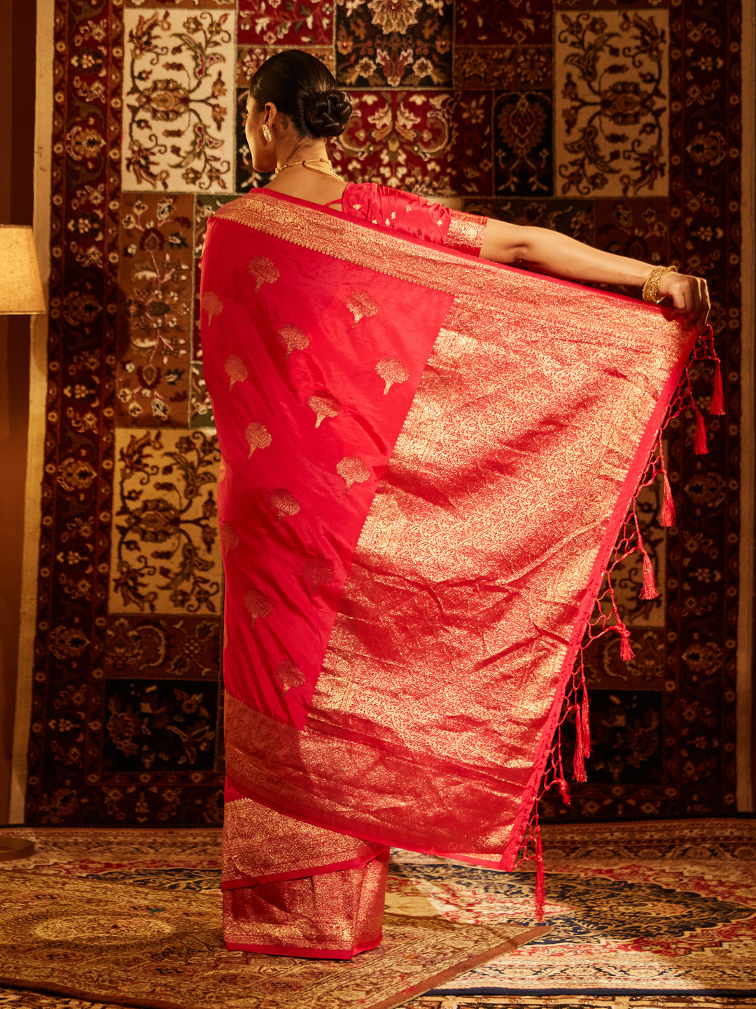 Dhiyona KS Women's Woven Design Zari Banarasi Saree