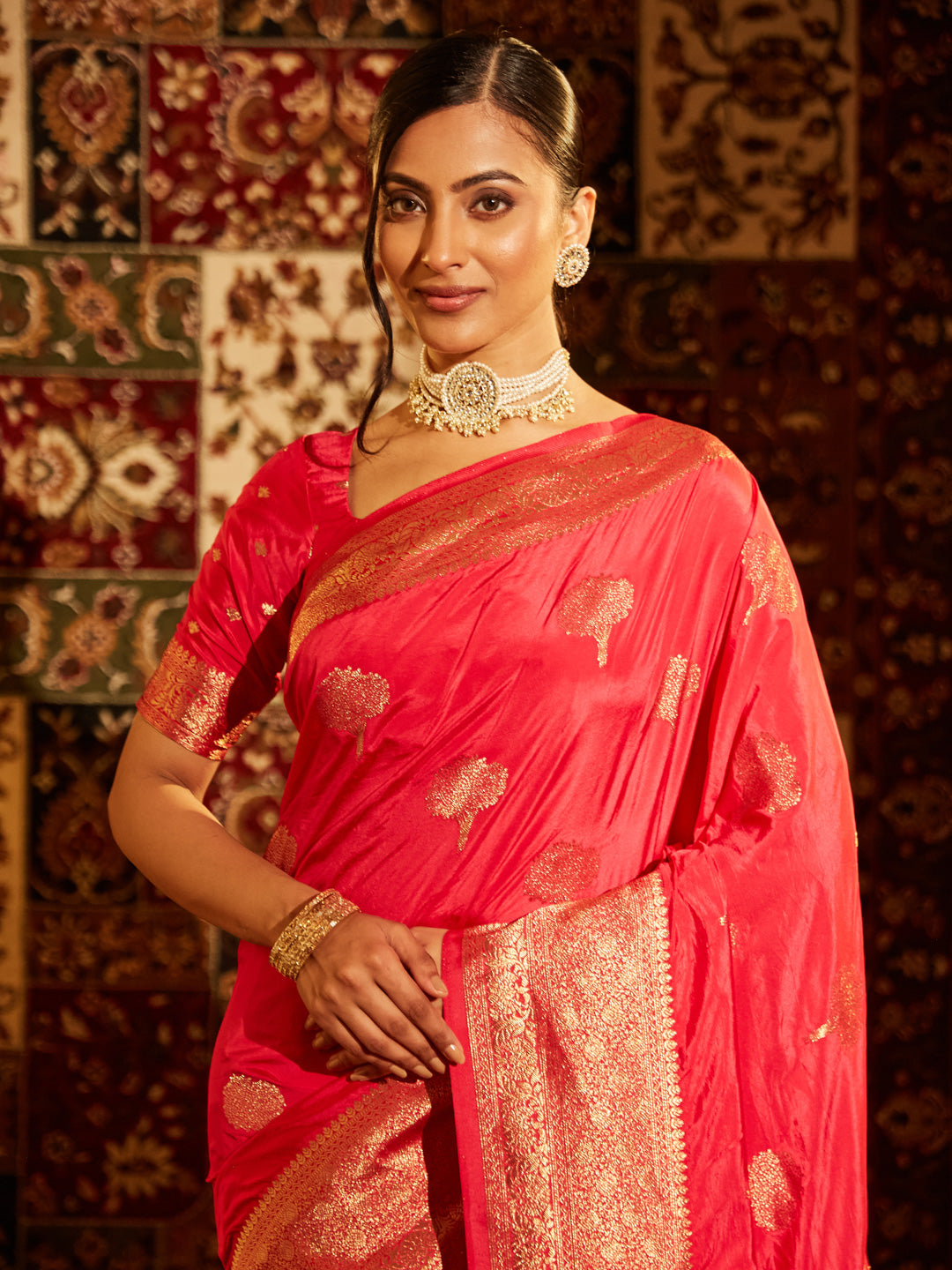 Dhiyona KS Women's Woven Design Zari Banarasi Saree