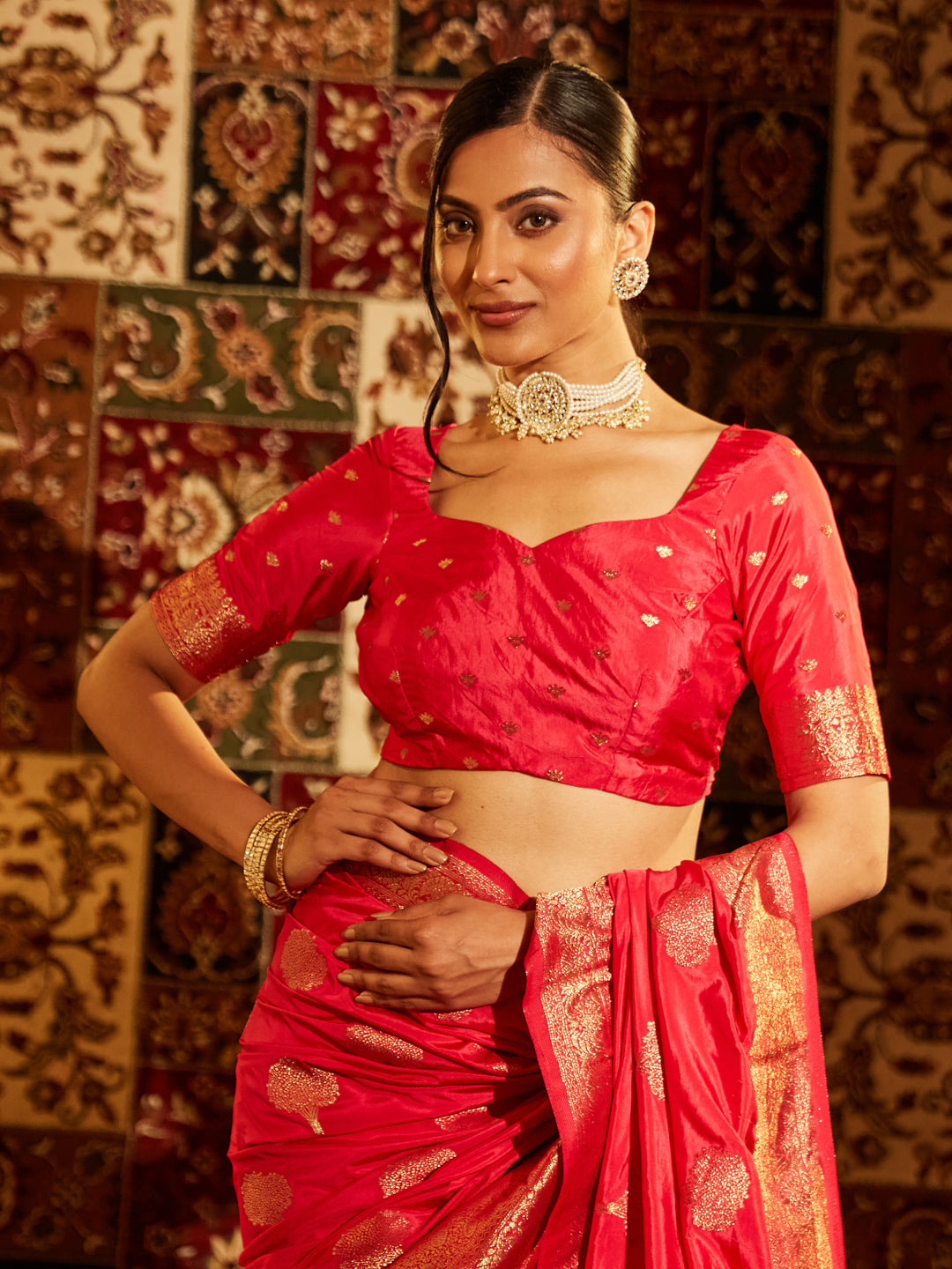 Dhiyona KS Women's Woven Design Zari Banarasi Saree