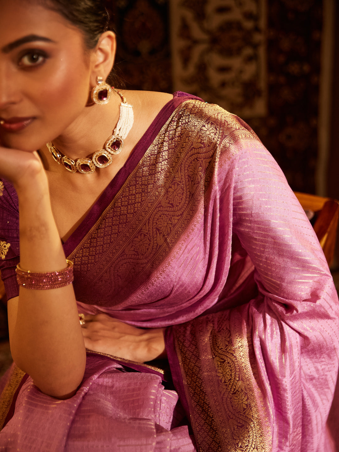 Dhiyona KS Women's Woven Design Art Silk Zari Banarasi Saree