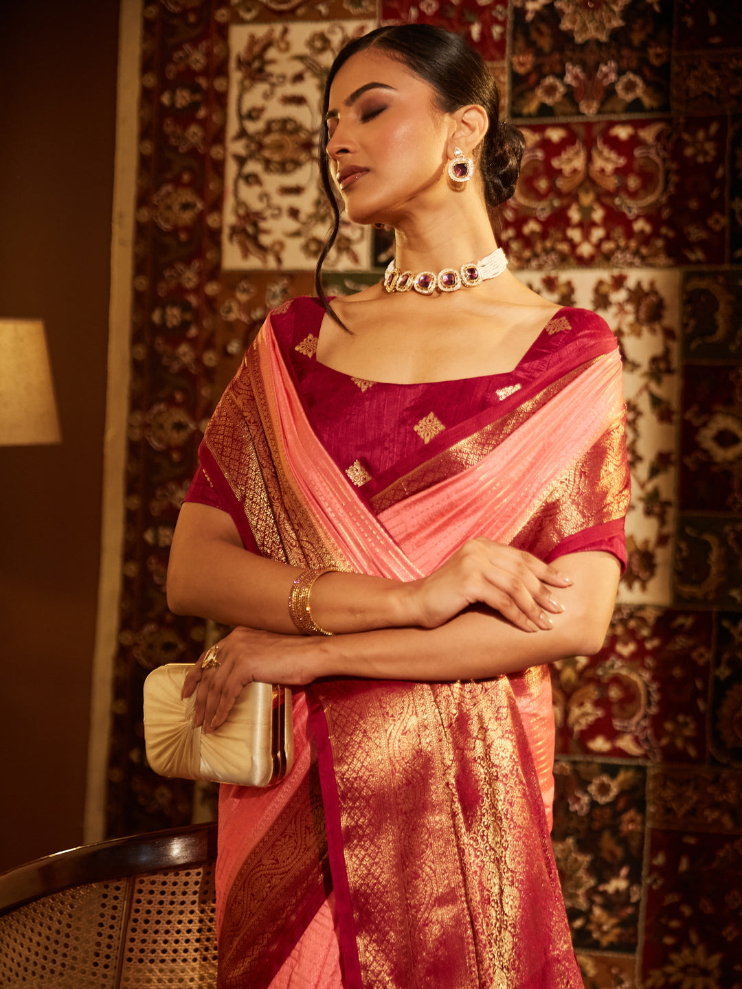 Dhiyona KS Women's Woven Design Zari Art Silk Banarasi Saree