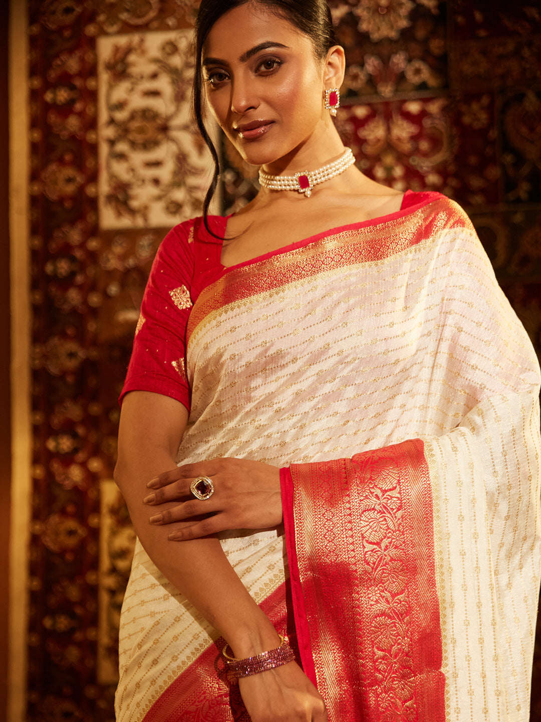 Dhiyona KS Women's Woven Design Zari Banarasi Saree