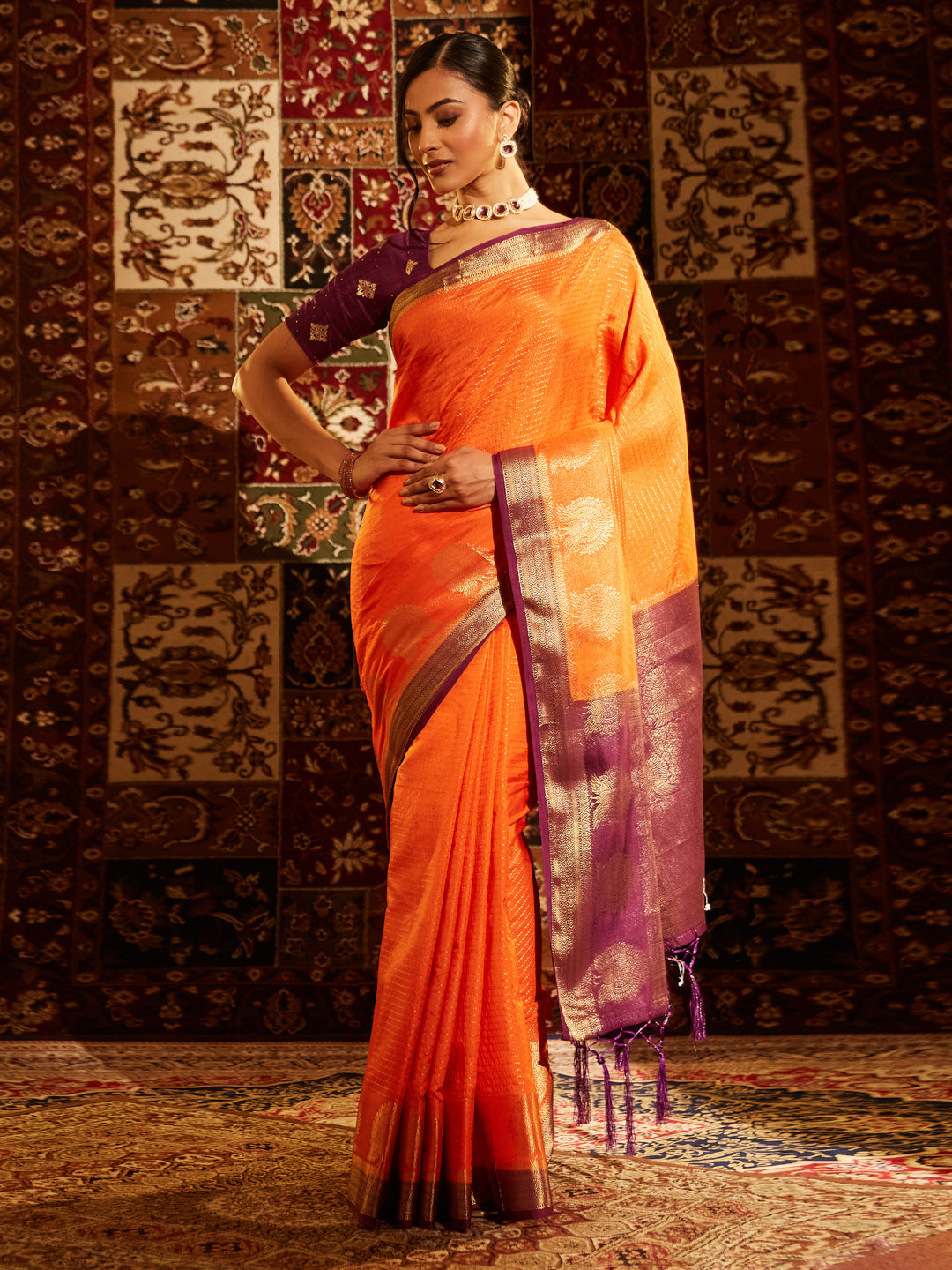 Dhiyona KS Women's Ethnic Motifs Zari Banarasi Saree