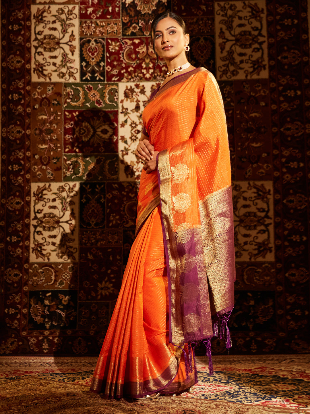 Dhiyona KS Women's Ethnic Motifs Zari Banarasi Saree