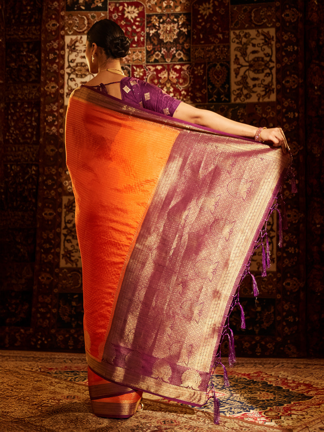 Dhiyona KS Women's Ethnic Motifs Zari Banarasi Saree