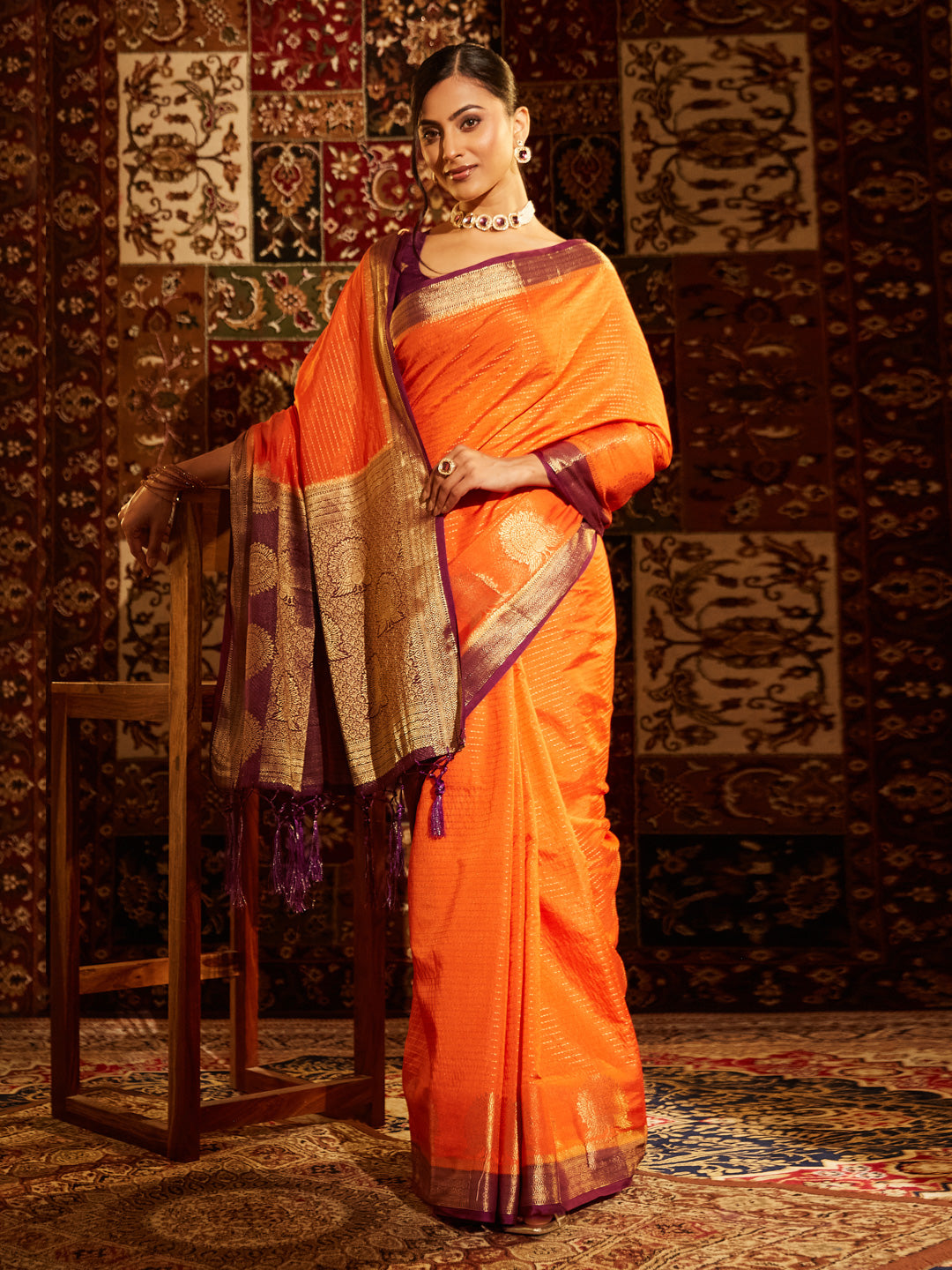 Dhiyona KS Women's Ethnic Motifs Zari Banarasi Saree