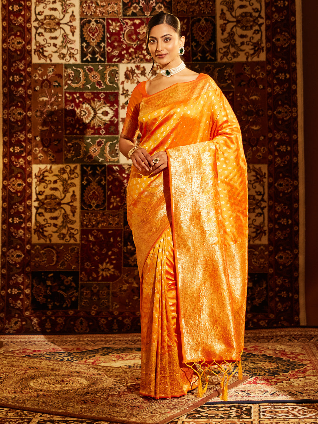 Dhiyona KS Women's Woven Design Ethnic Motifs Zari Banarasi Saree