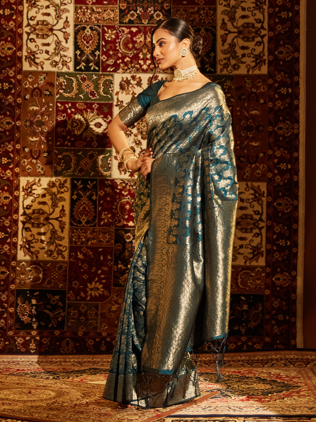 Dhiyona KS Women's Woven Design Zari Banarasi Saree