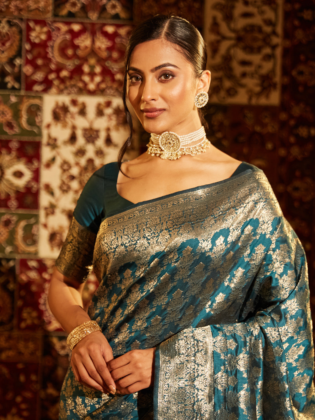 Dhiyona KS Women's Woven Design Zari Banarasi Saree