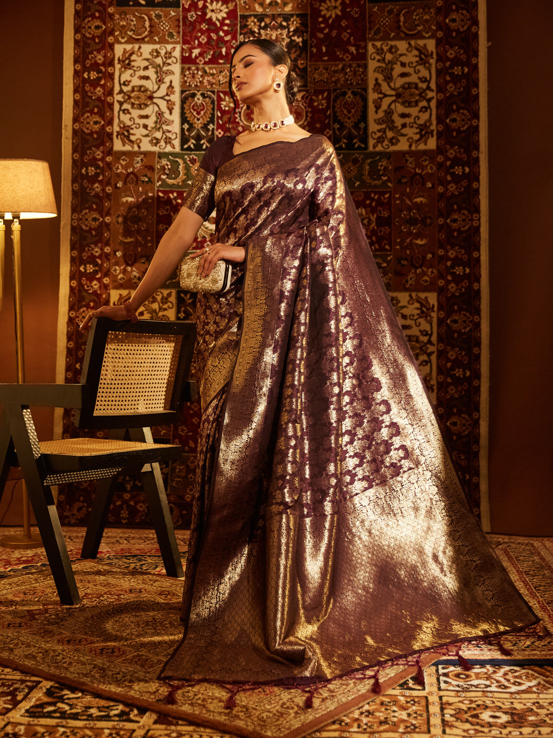 Dhiyona KS Women's Woven Design Zari Banarasi Saree