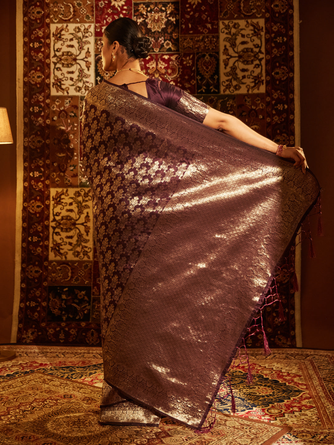 Dhiyona KS Women's Woven Design Zari Banarasi Saree
