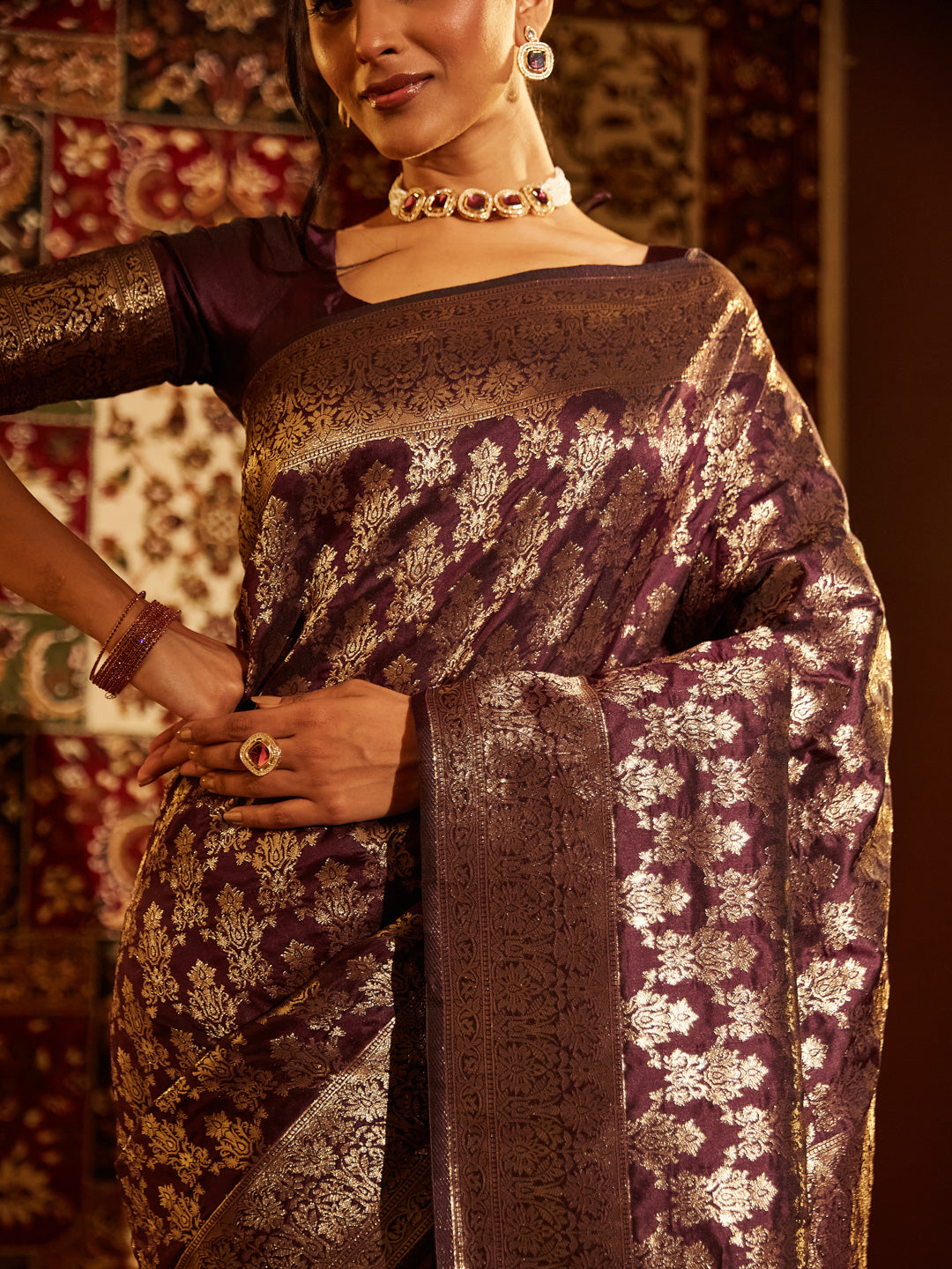 Dhiyona KS Women's Woven Design Zari Banarasi Saree