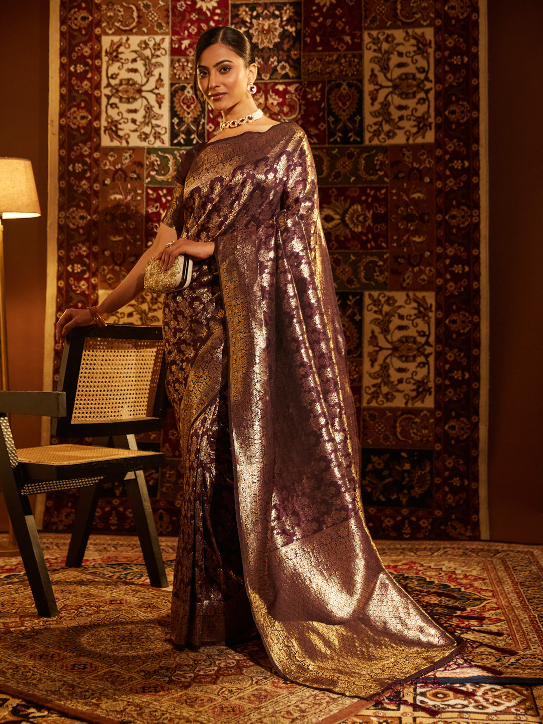 Dhiyona KS Women's Woven Design Zari Banarasi Saree