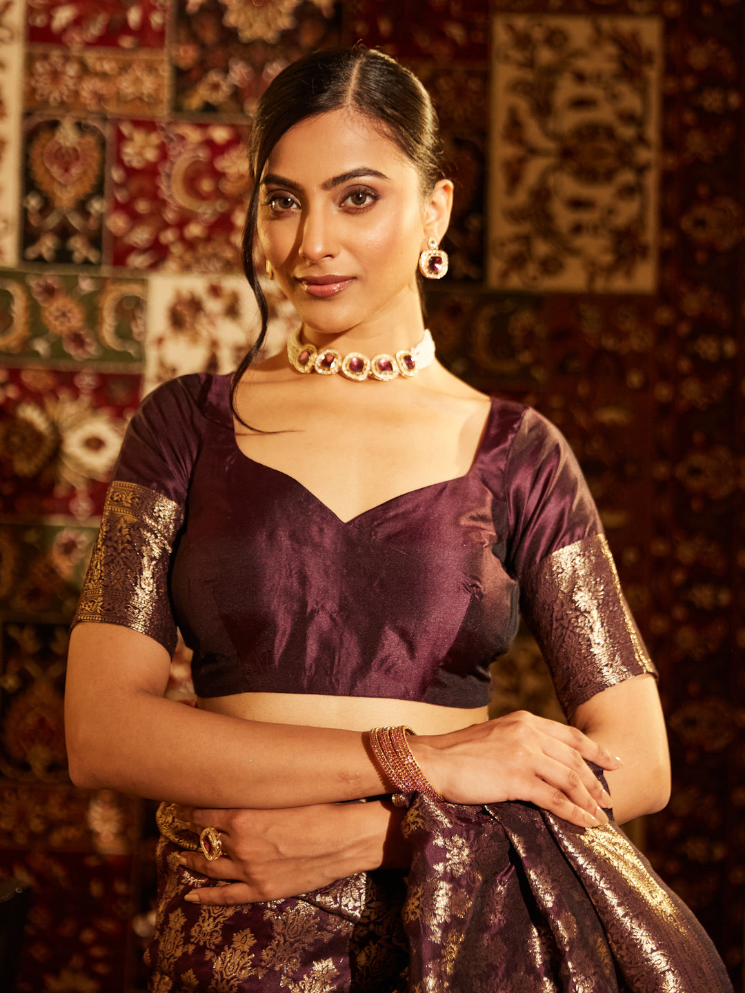Dhiyona KS Women's Woven Design Zari Banarasi Saree