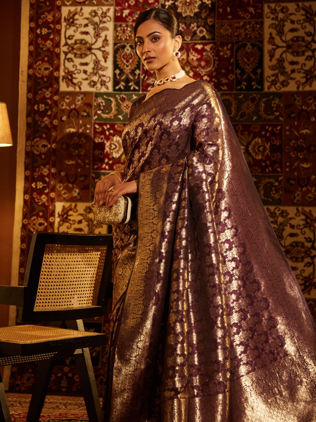 Dhiyona KS Women's Woven Design Zari Banarasi Saree