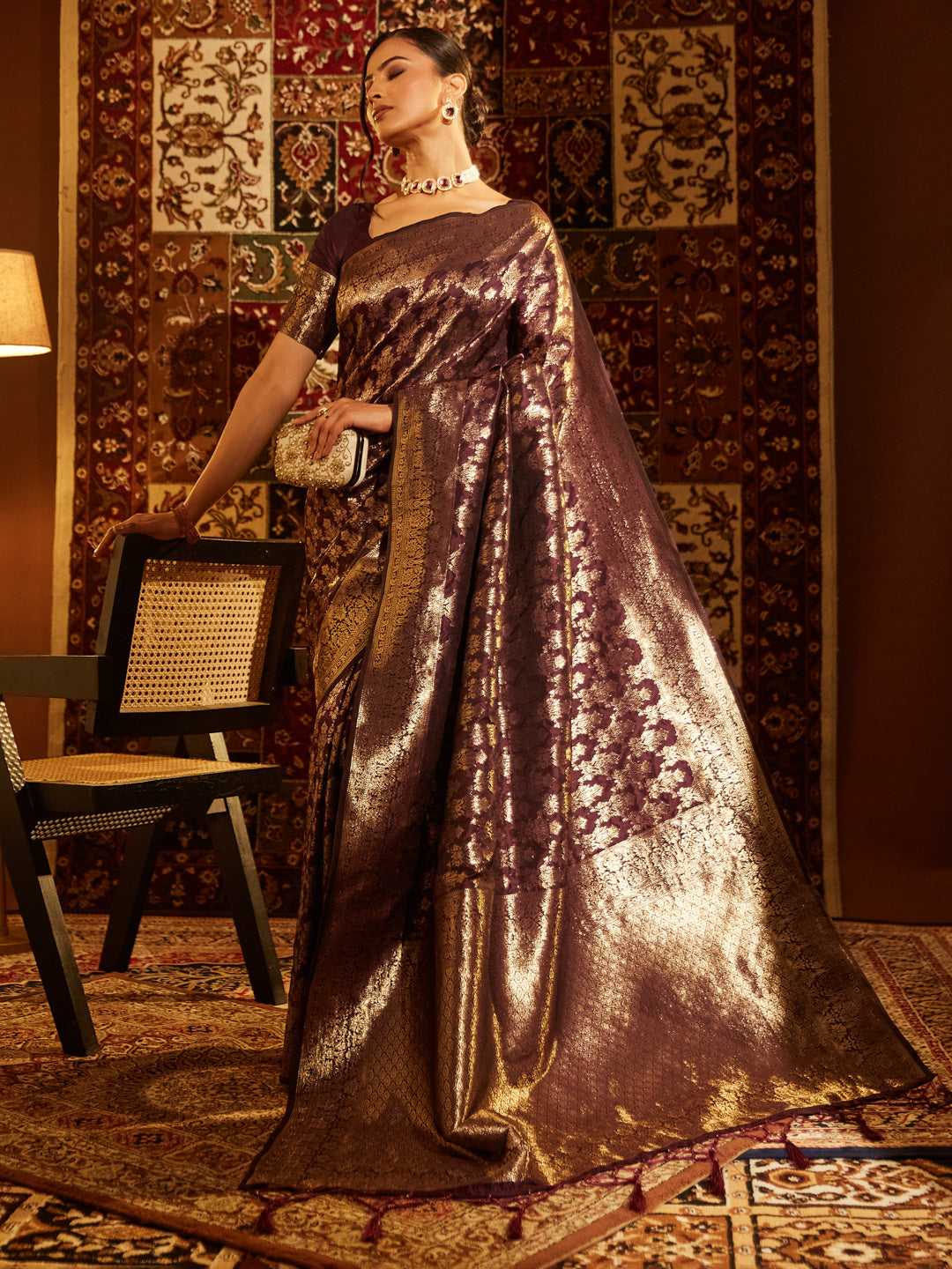 Dhiyona KS Women's Woven Design Zari Banarasi Saree