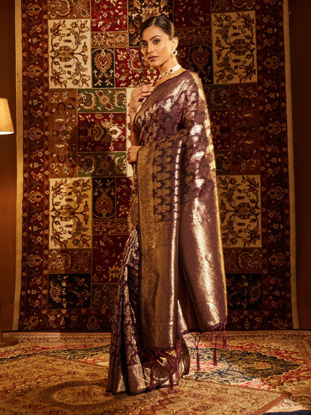 Dhiyona KS Women's Woven Design Zari Banarasi Saree