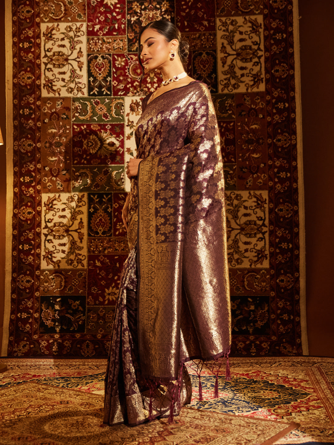 Dhiyona KS Women's Woven Design Zari Banarasi Saree