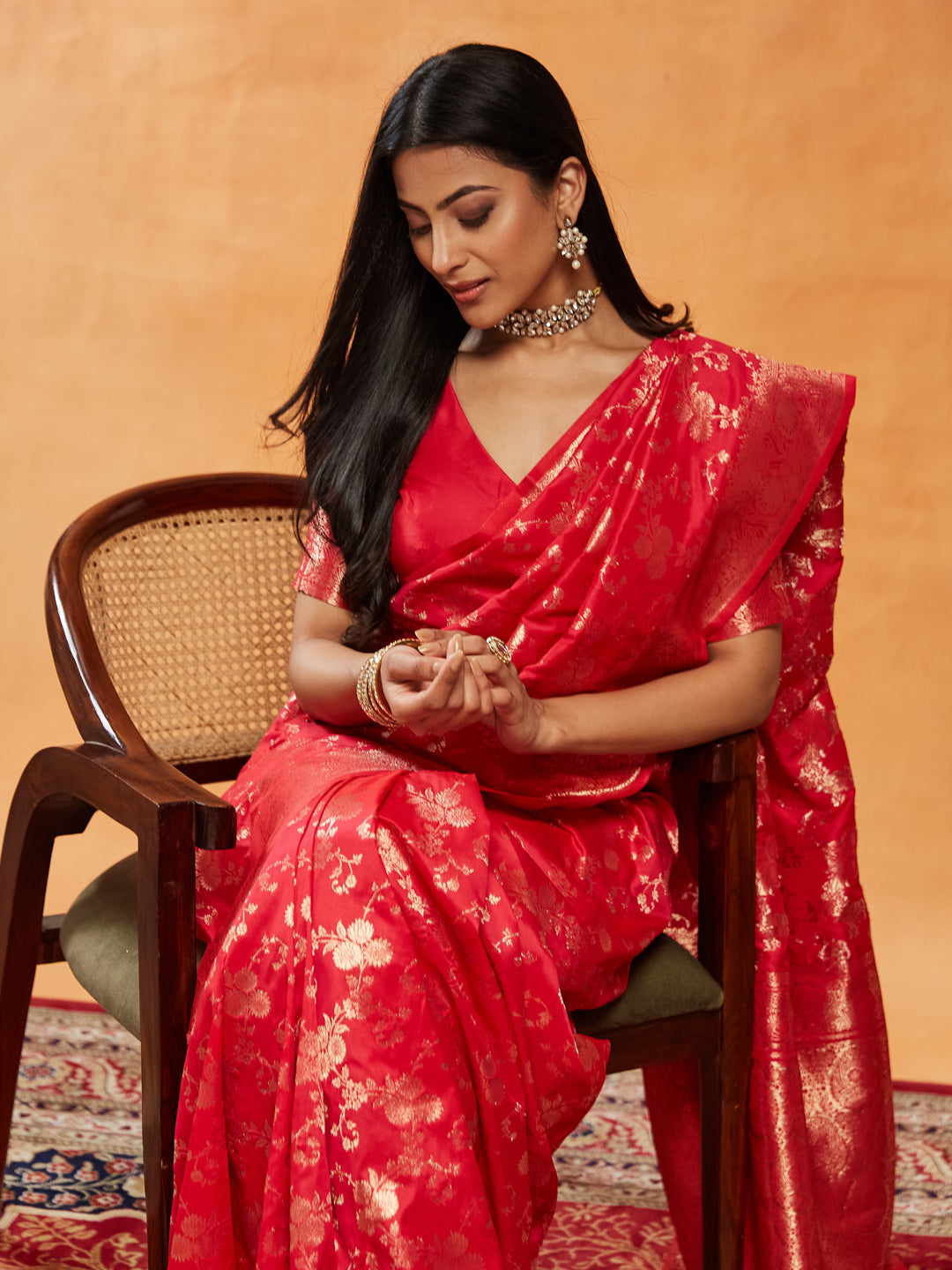Dhiyona KS Women's Floral Woven Design Zari Banarasi Saree