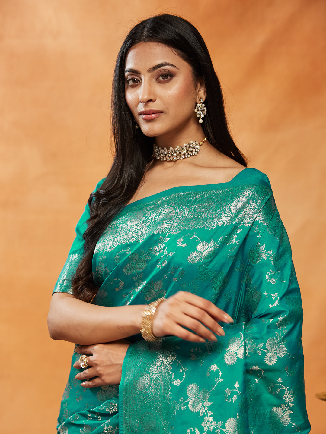 Dhiyona KS Women's Woven Design Zari Banarasi Saree