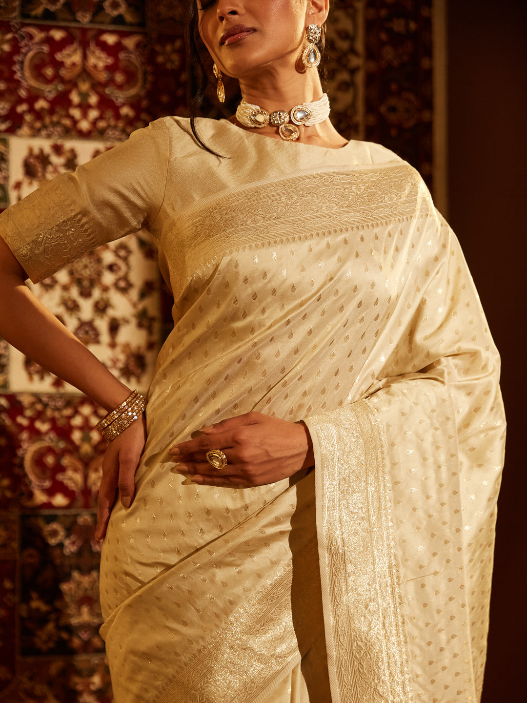 Dhiyona KS Women's Woven Design Zari Banarasi Saree