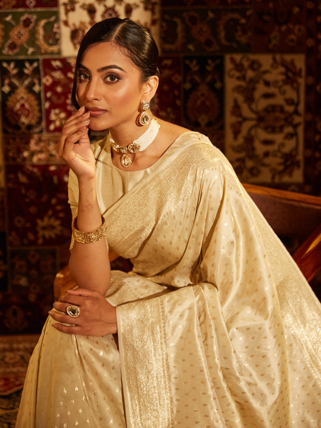 Dhiyona KS Women's Woven Design Zari Banarasi Saree