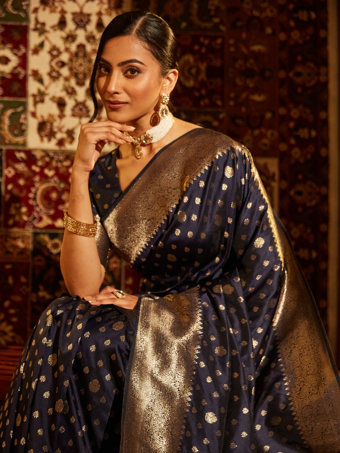 Dhiyona KS Women's Woven Design Ethnic Motifs Zari Banarasi Saree