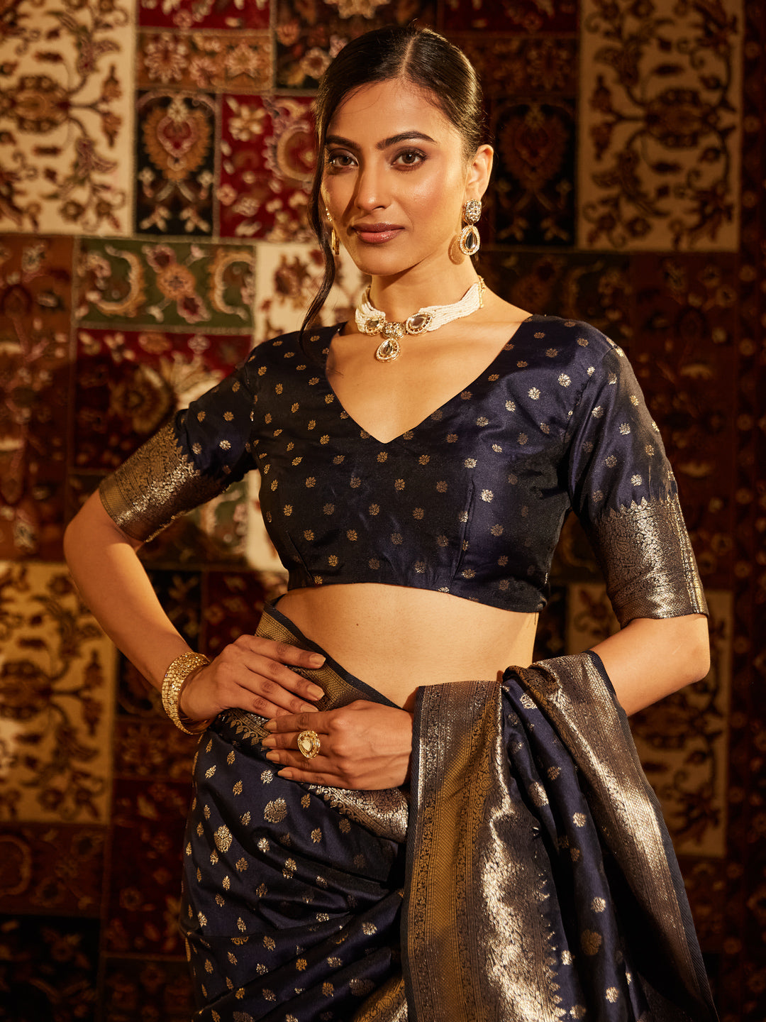 Dhiyona KS Women's Woven Design Ethnic Motifs Zari Banarasi Saree