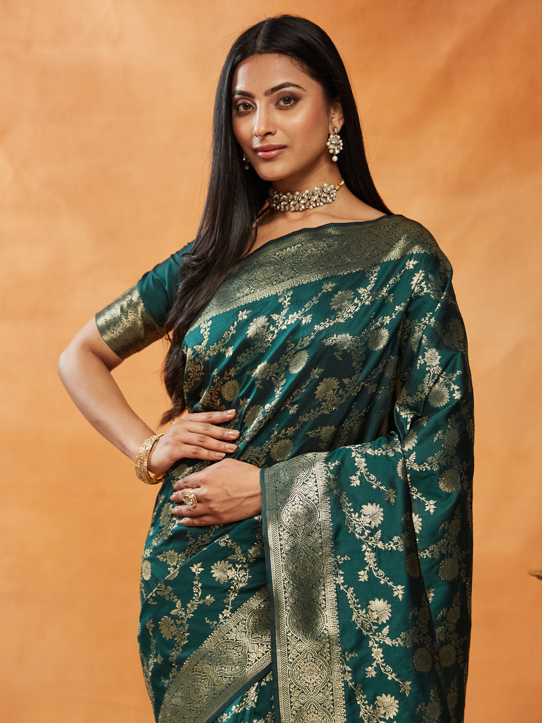 Dhiyona KS Women's Woven Design Zari Banarasi Saree