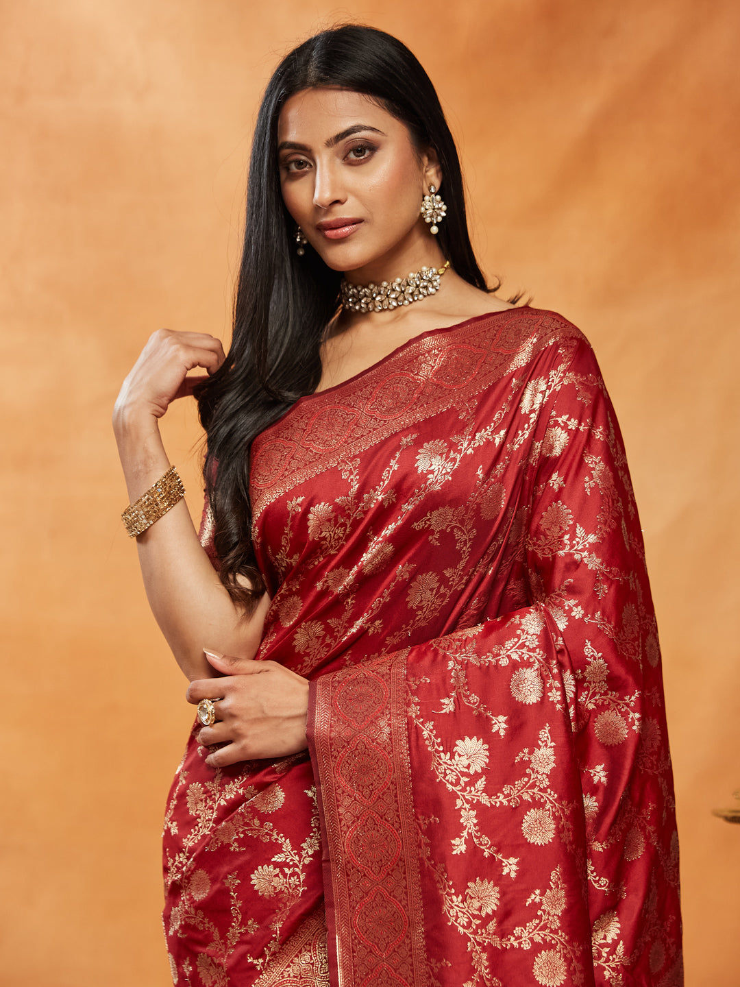 Dhiyona KS Women's Floral Woven Design Zari Banarasi Saree