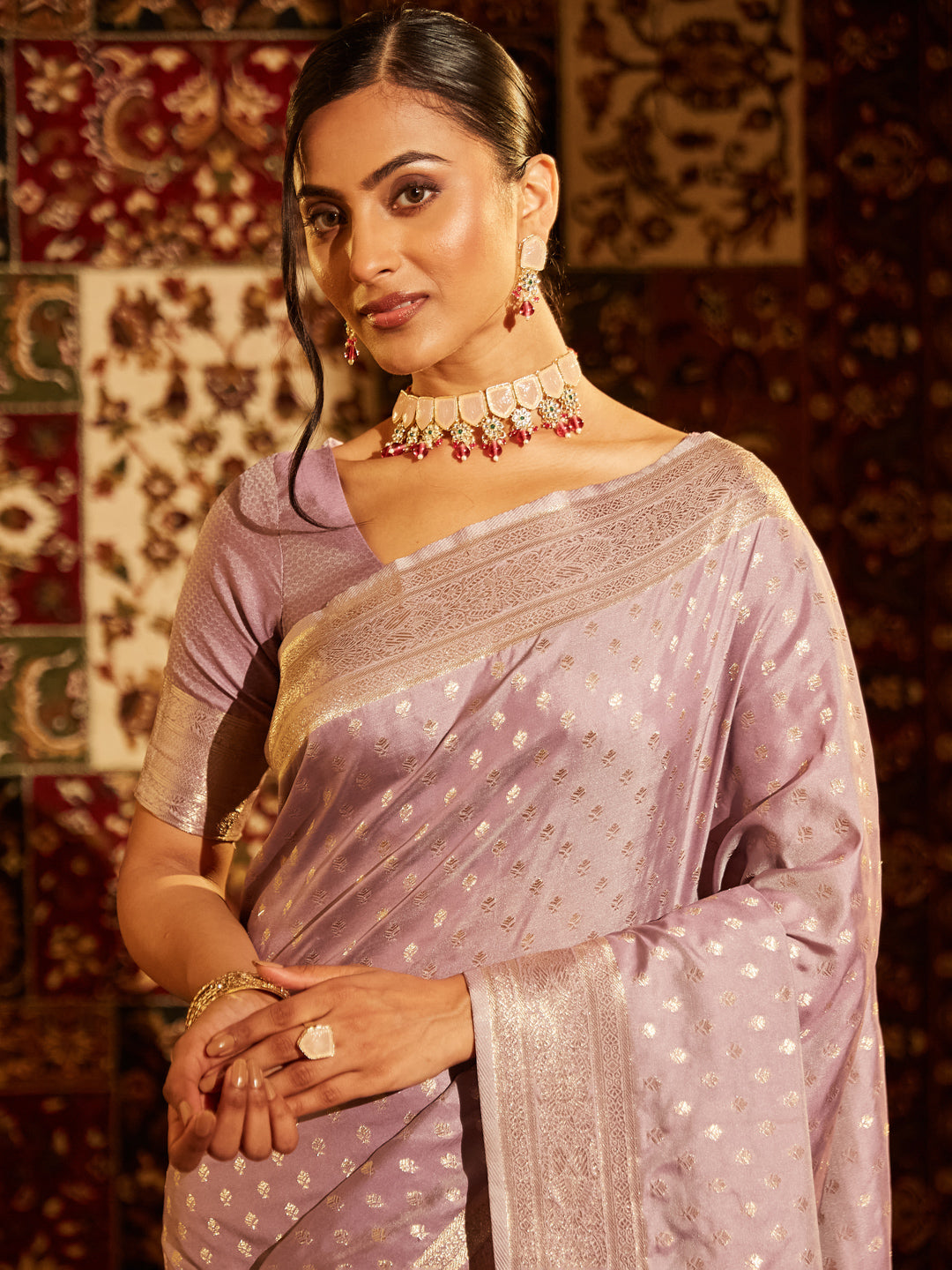Dhiyona KS Women's Woven Design Zari Banarasi Saree