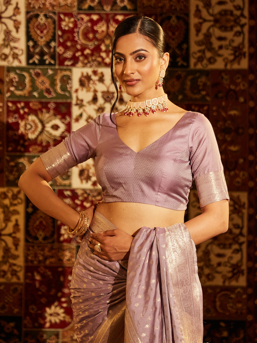 Dhiyona KS Women's Woven Design Zari Banarasi Saree