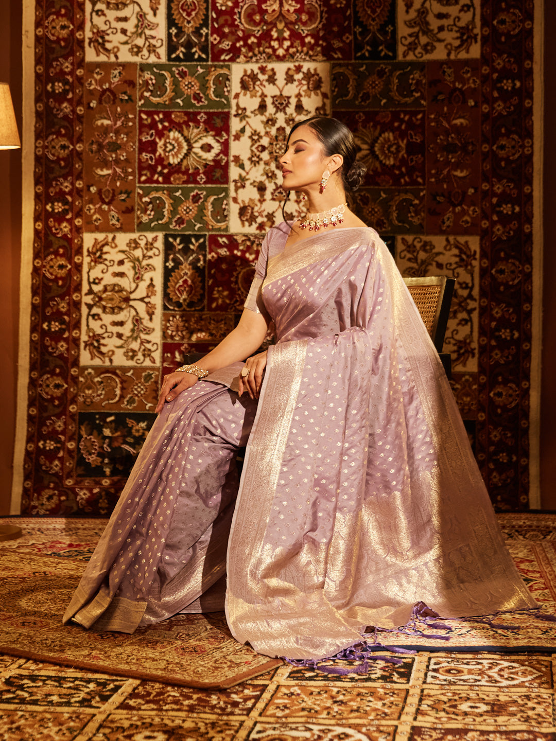 Dhiyona KS Women's Woven Design Zari Banarasi Saree